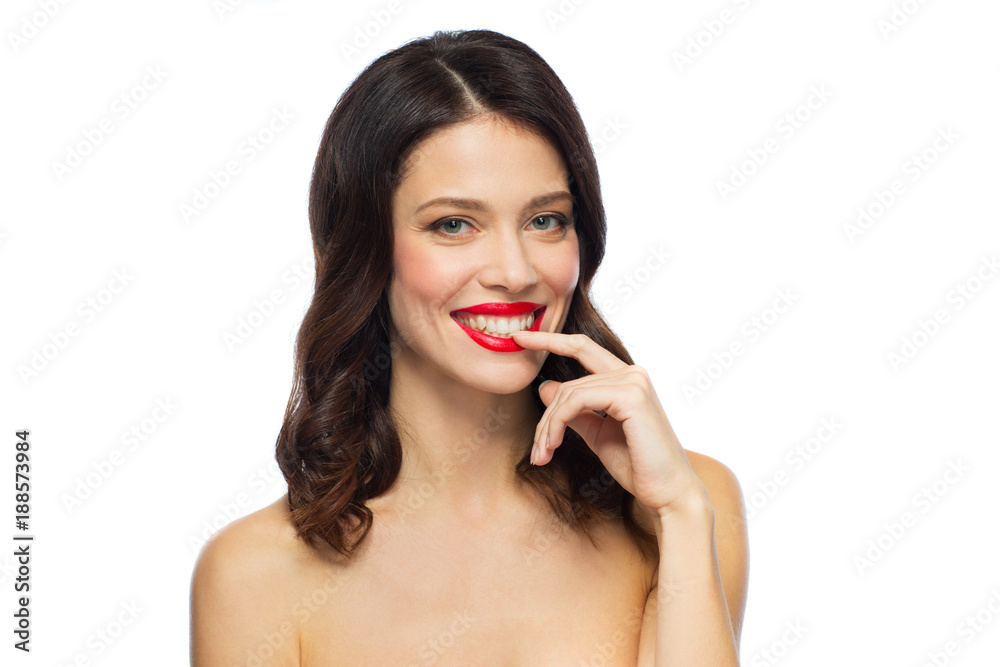 beautiful smiling young woman with red lipstick beautiful smiling young woman with red lipstick