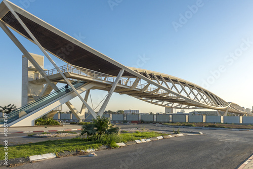  modern pedestrian bridge at Be'er Sheva railway station in Israel