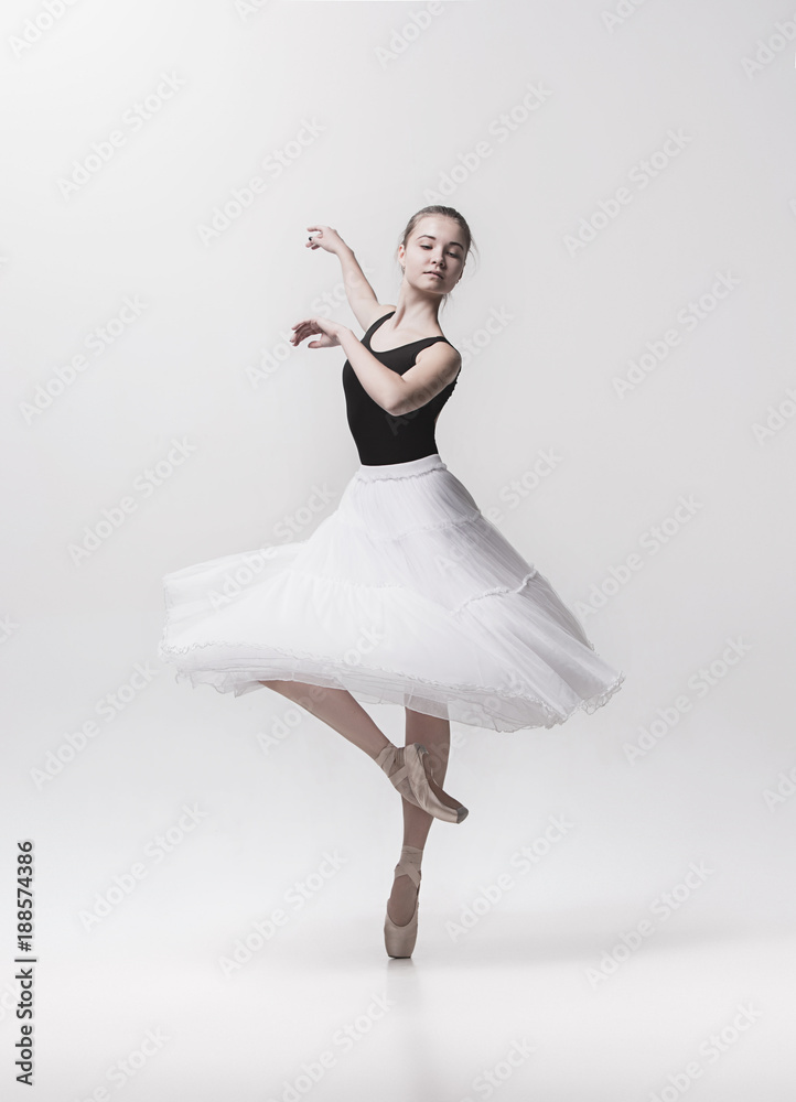 Fototapeta premium Young classical dancer isolated on white background.