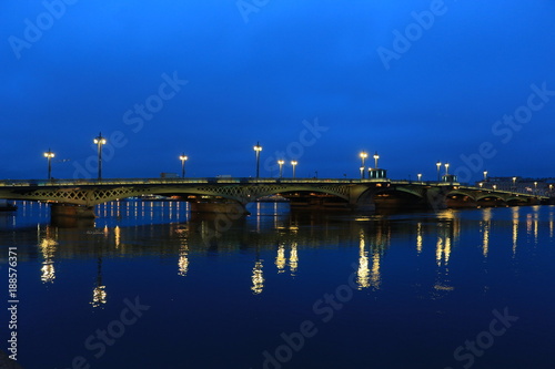 Russia, St. Petersburg, Annunciation Bridge in the evening