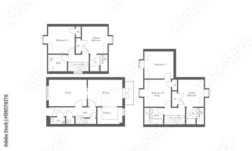 1 bed, 2 bed and 3 bed apartment floorplans