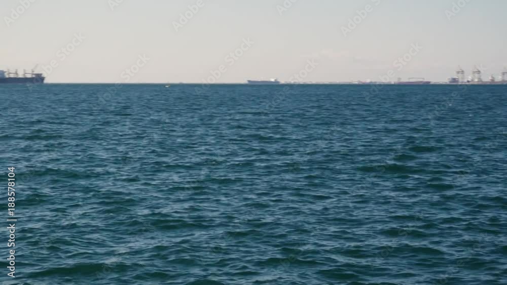 Panoramic view of the port city and port from the opposite shore Panoramic view of the port city and port from the opposite shore