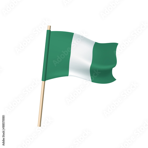 Nigeria flag (green and white stripes) isolated on white background