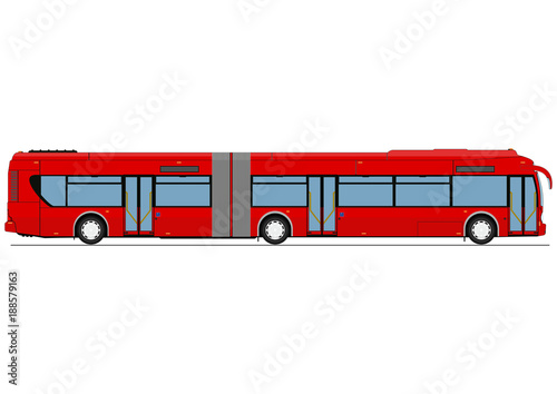 Cartoon city low floor bus. Side view. Flat vector.