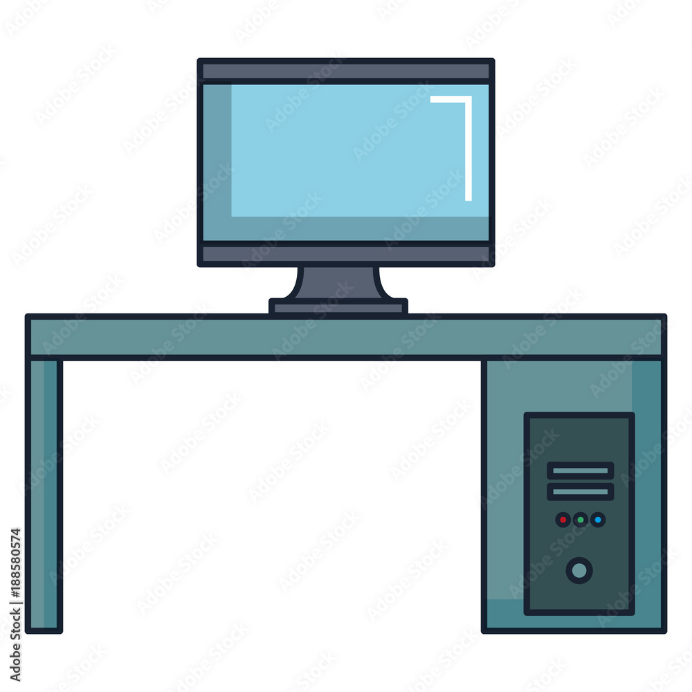 monitor computer in desk vector illustration design monitor computer in desk vector illustration design