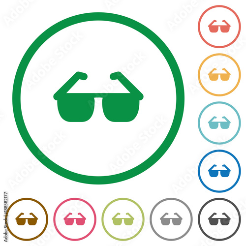 Sunglasses flat icons with outlines
