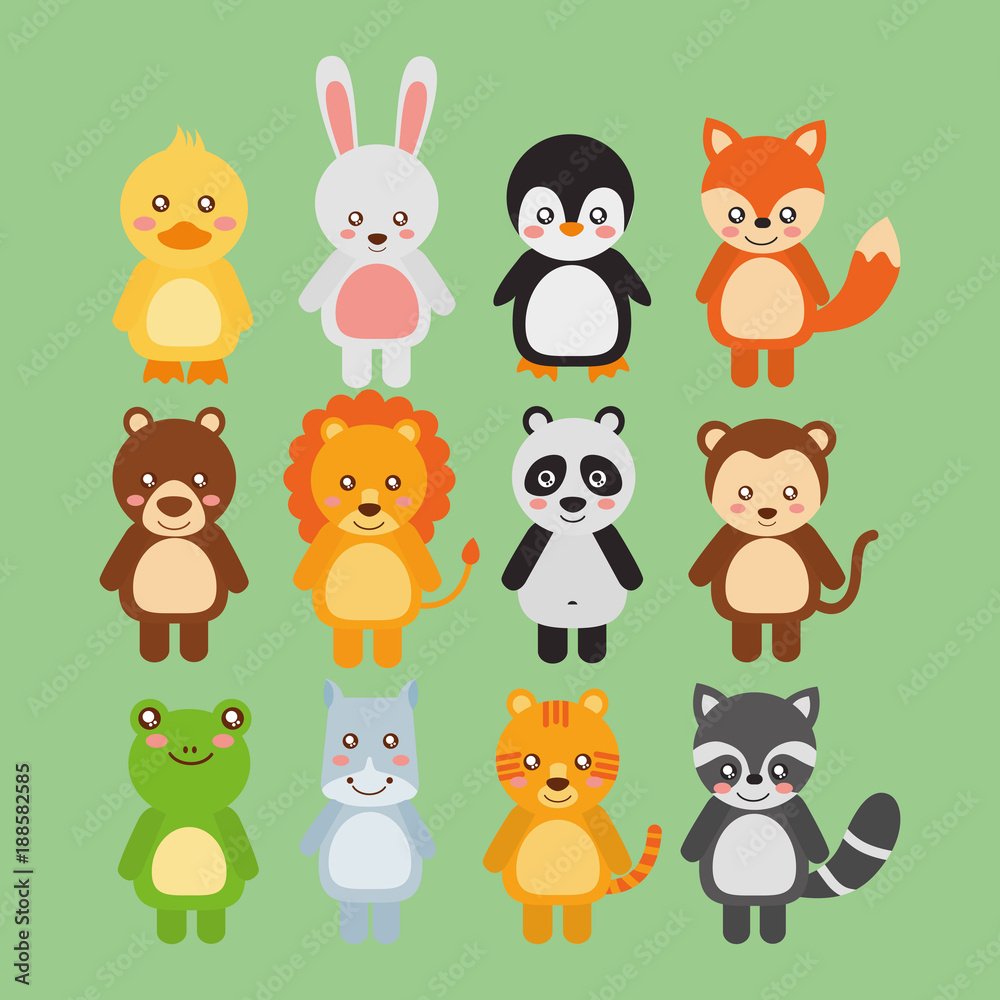 set cute animals wildlife fauna vector illustration set cute animals wildlife fauna vector illustration