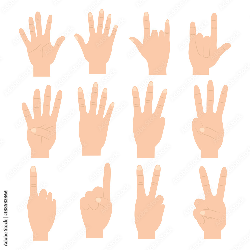 set of hands differents gestures vector ilustration set of hands differents gestures vector ilustration