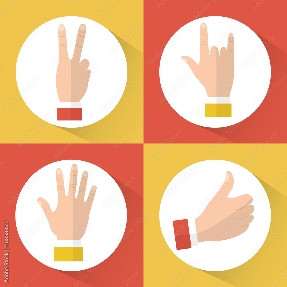 set of hands differents gestures circle icons vector ilustration set of hands differents gestures circle icons vector ilustration