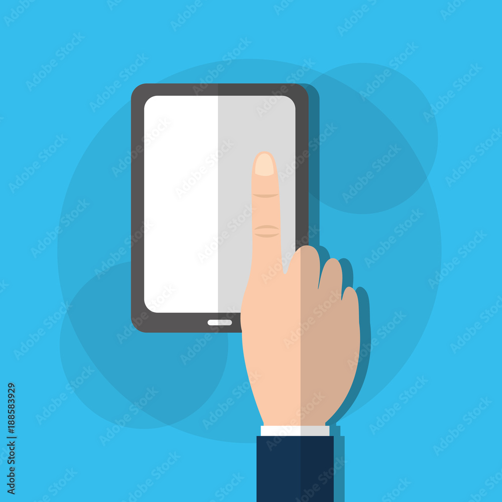 human hand touch talbet computer device vector illustration human hand touch talbet computer device vector illustration