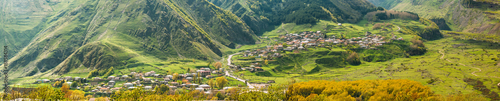 Stepantsminda Village In Kazbegi District, Mtskheta-Mtianeti Region