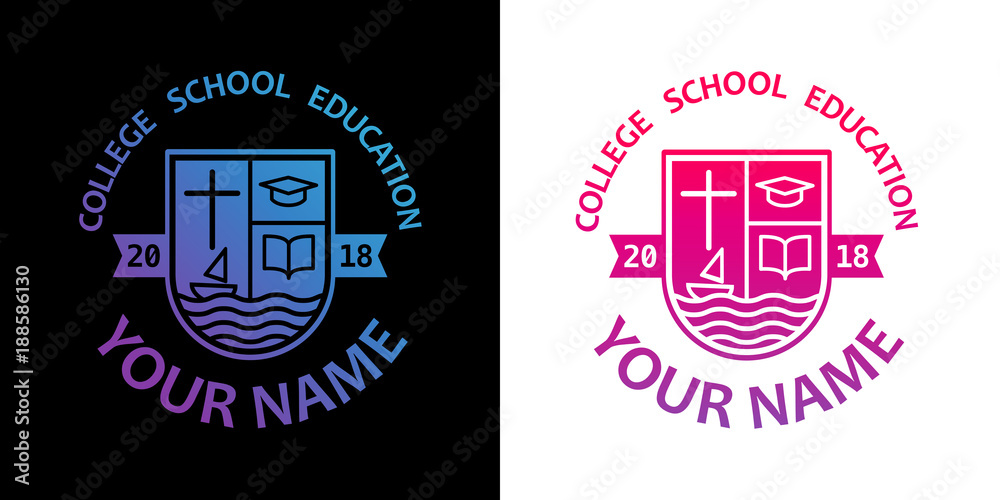 Template christian logo, emblem for school, college, seminary, church, organization