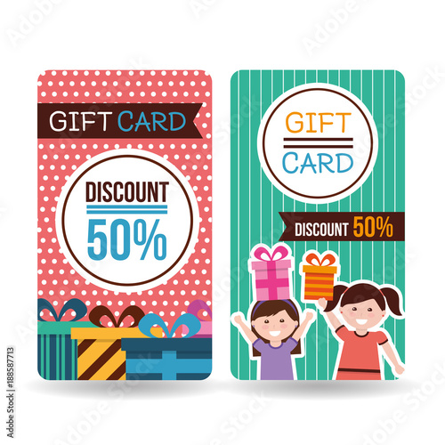 gift card discount kids gift boxes vector illustration