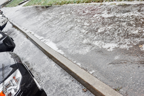 Winter frost sidewalk