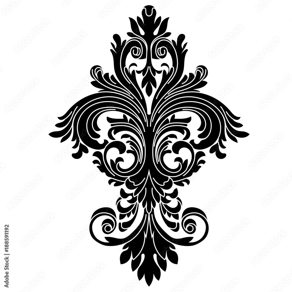 Vintage baroque ornament, corner. Retro pattern antique style acanthus. Decorative design element filigree calligraphy vector. - stock vector