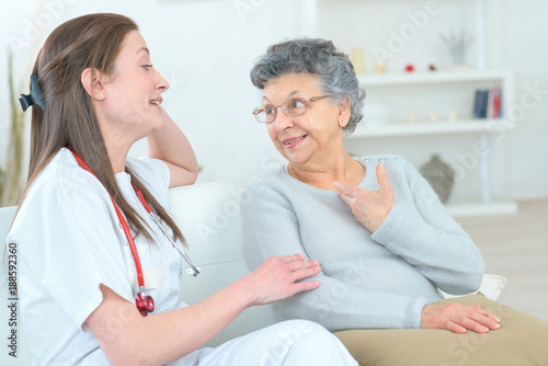 picture of a happy senior woman with her caregiver