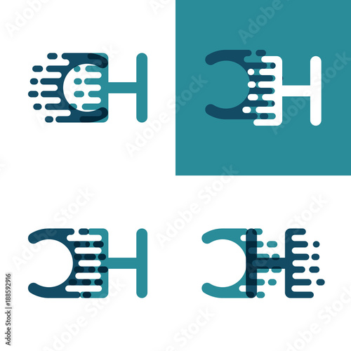 CH letters logo with accent speed in light green and dark blue