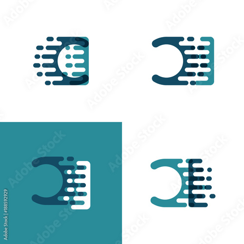 CI letters logo with accent speed in light green and dark blue