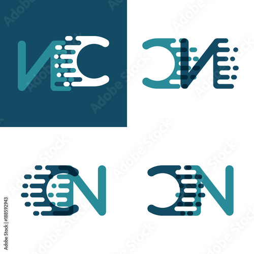 CN letters logo with accent speed in light green and dark blue