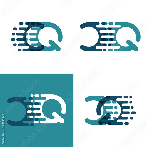 CQ letters logo with accent speed in light green and dark blue