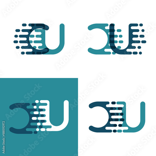 CU letters logo with accent speed in light green and dark blue