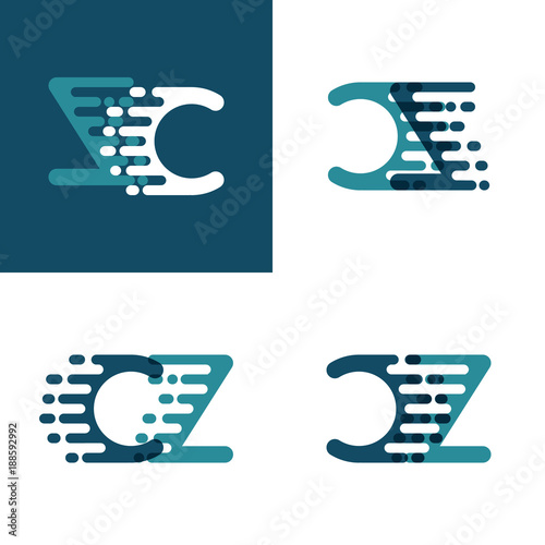 CZ letters logo with accent speed in light green and dark blue