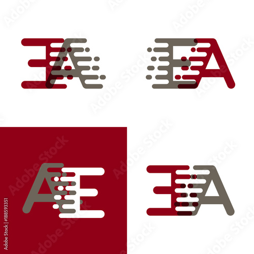 EA letters logo with accent speed in drak red and gray