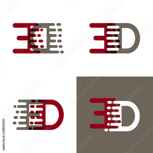 ED letters logo with accent speed in drak red and gray