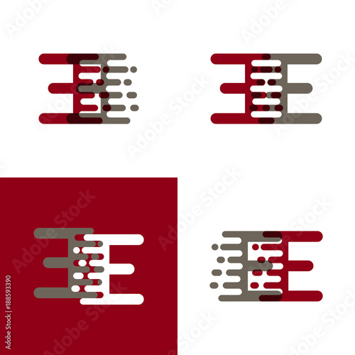 EE letters logo with accent speed in drak red and gray