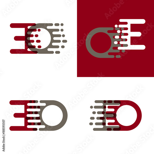 EO letters logo with accent speed in drak red and gray
