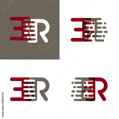 ER letters logo with accent speed in drak red and gray