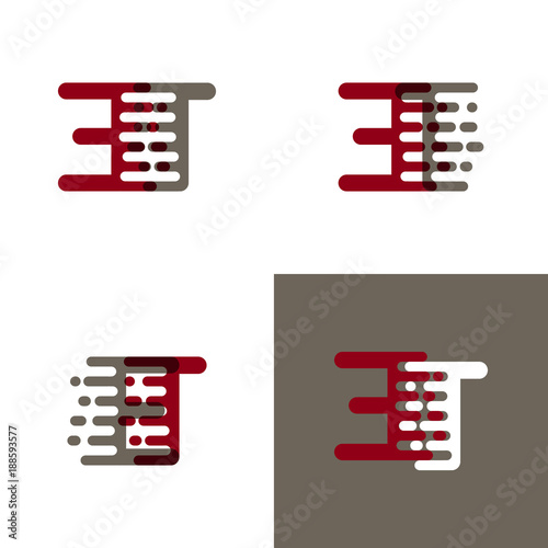ET letters logo with accent speed in drak red and gray