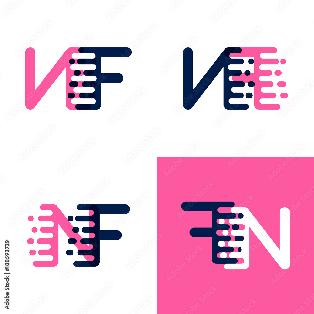 FN letters logo with accent speed in pink and drak purple