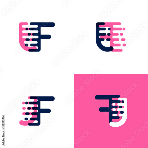 FJ letters logo with accent speed in pink and drak purple