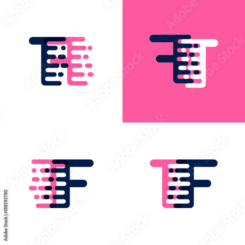 FT letters logo with accent speed in pink and drak purple