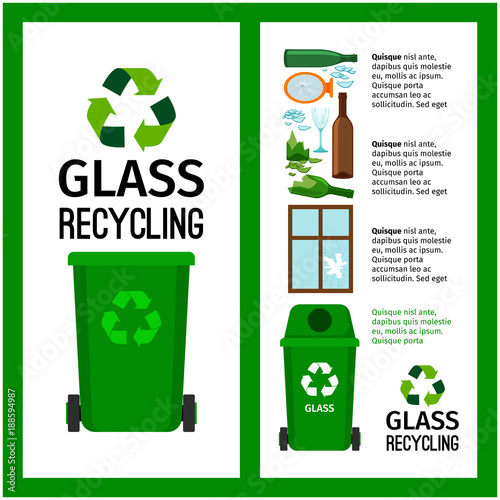 Garbage green container info with glass