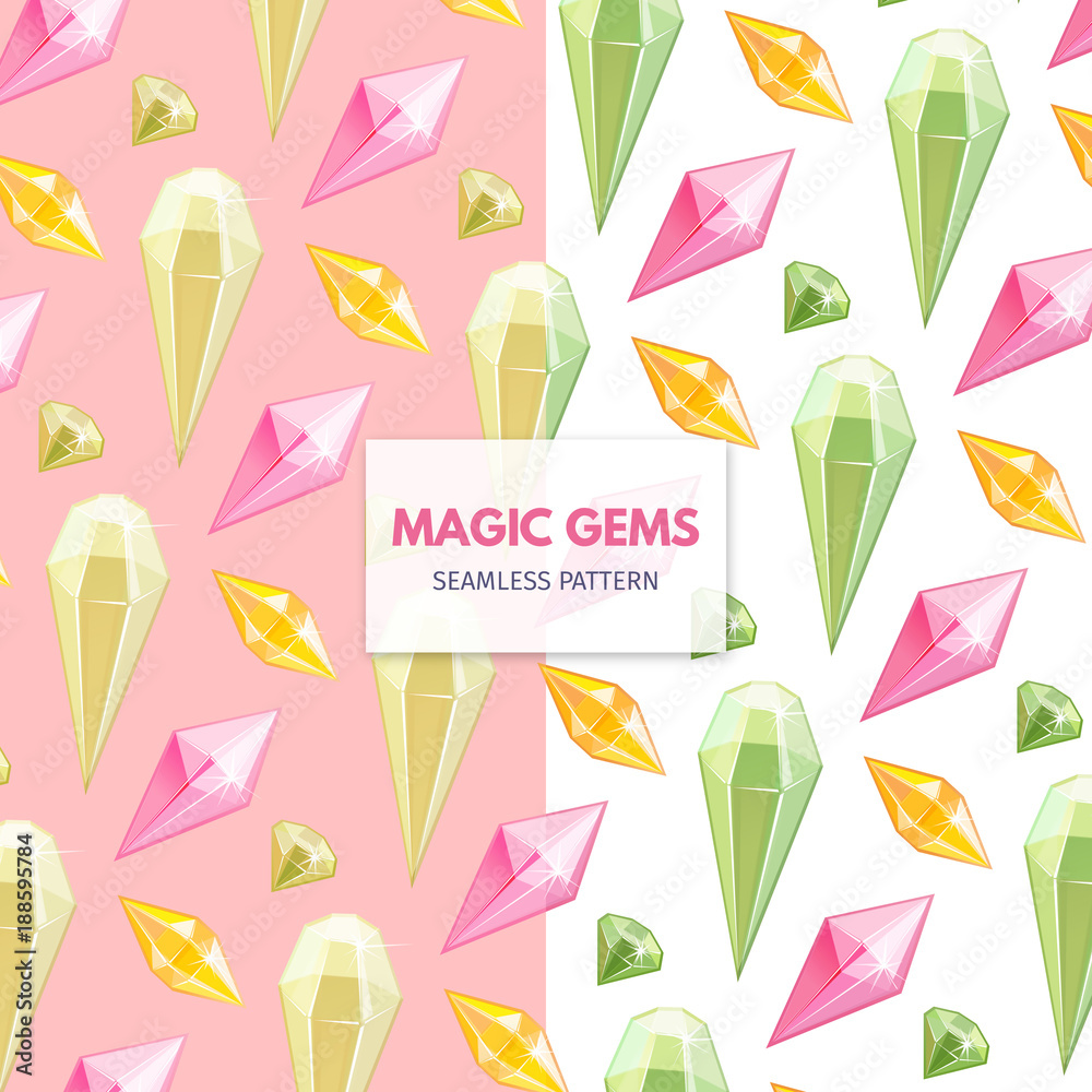 'Magic Gems' seamless pattern