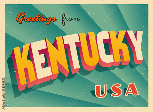 Vintage Touristic Greetings from Kentucky, USA Postcard - Vector EPS10. Grunge effects can be easily removed for a brand new, clean sign.