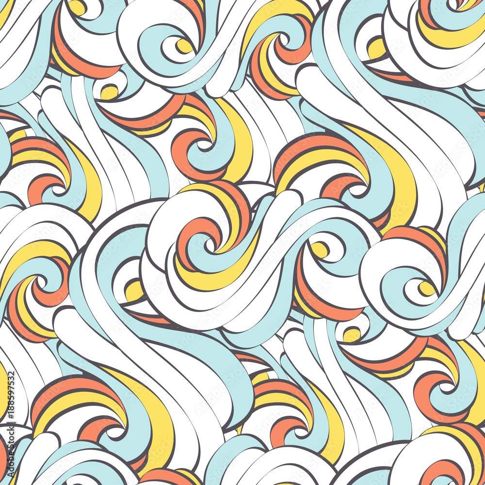 Seamless pattern of geometric waves and curls. Abstract texture. Seamless pattern of geometric waves and curls. Abstract texture.