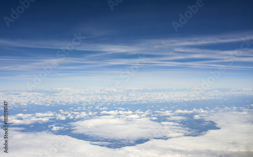 The sea of clouds and lines in the sky.