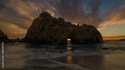 Big sur Ocean rocks. California coast. USA. America.Timelapse.