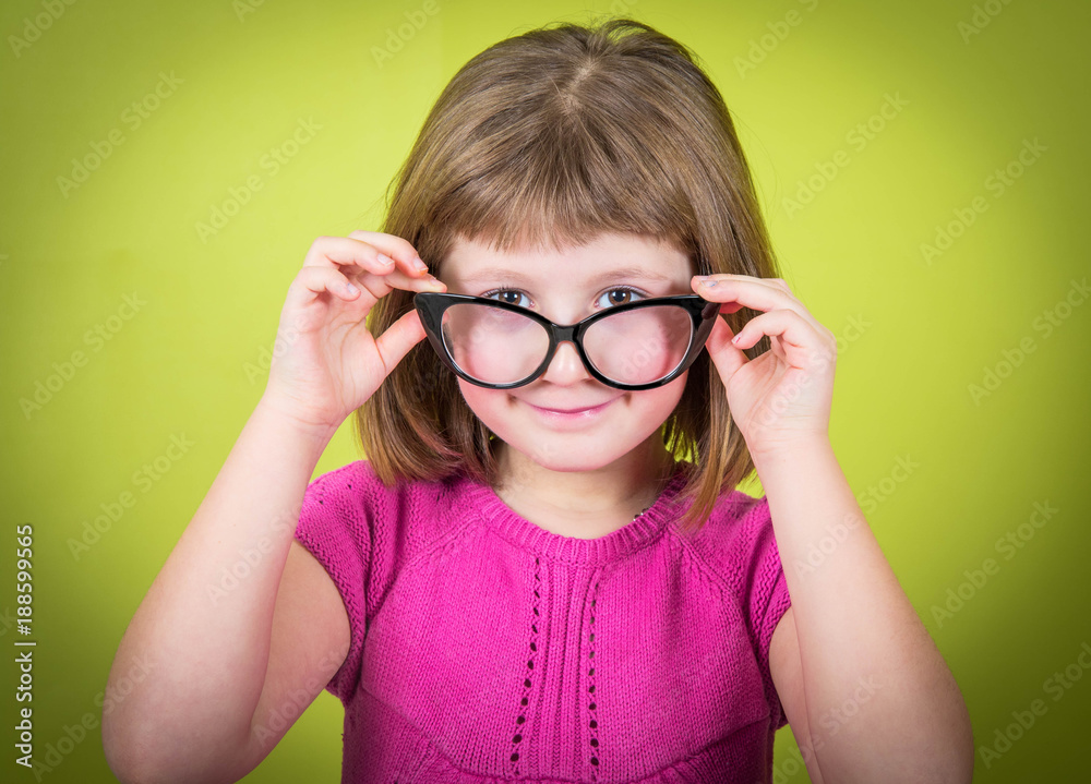 smiling little girl with glasses smiling little girl with glasses