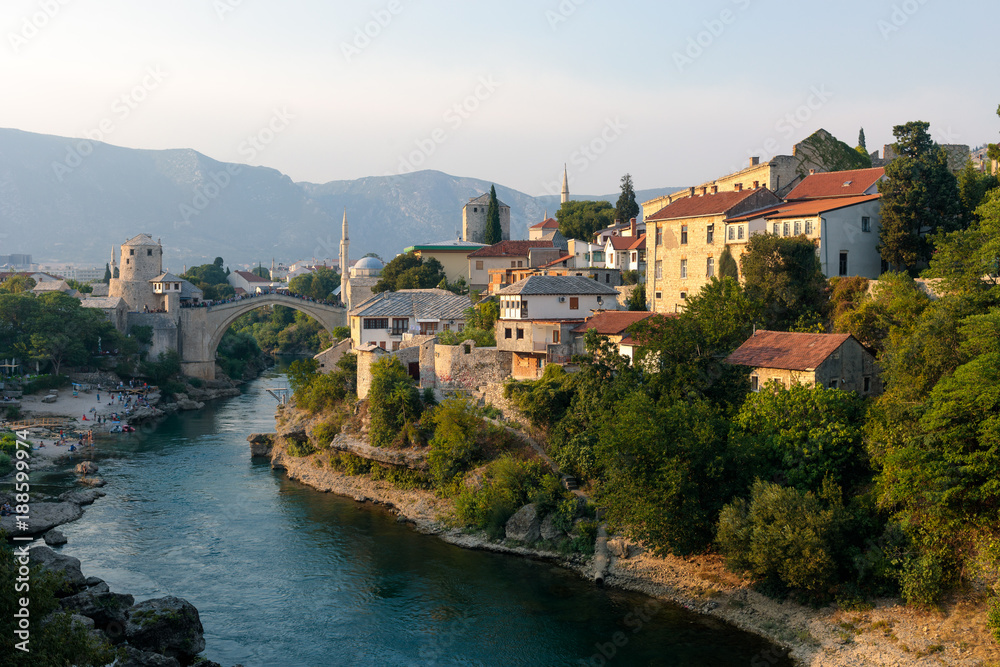 View of Mostar bridge in Bosnia and Herzegovina