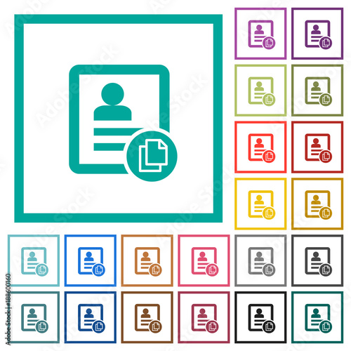 Copy contact flat color icons with quadrant frames
