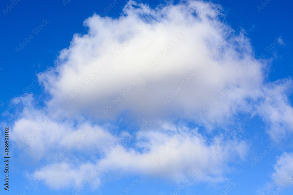 white fluffy clouds in the clear blue sky