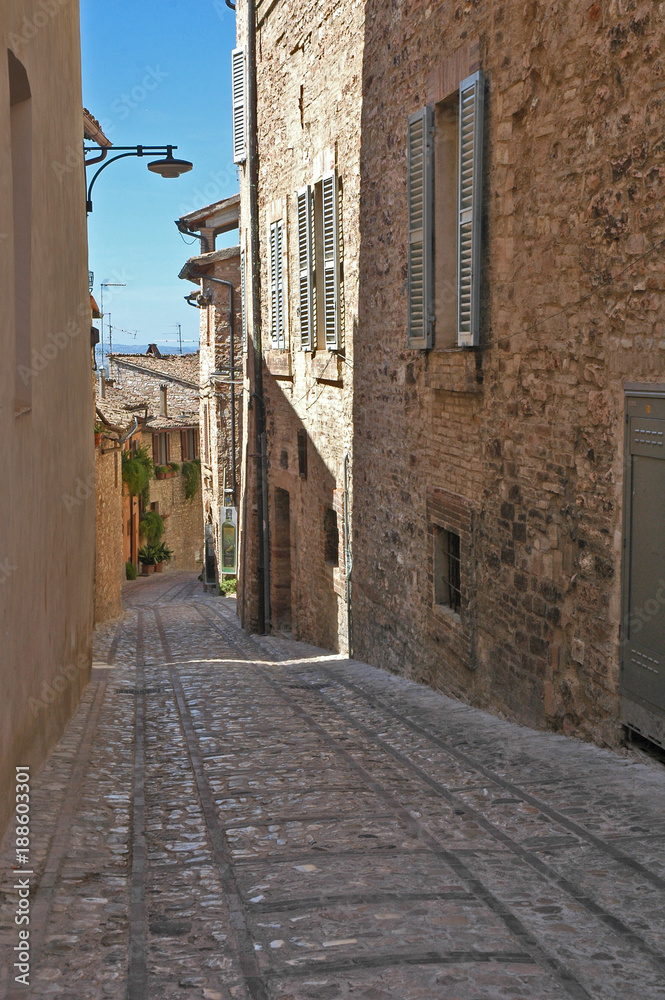 Spello, Umbria - strade e case del villaggio