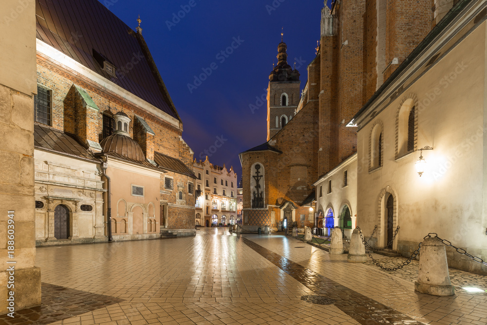 Fototapeta premium Krakow by night / the old town and historical architecture.