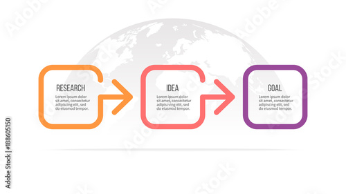 Business infographics. Timeline with 3 steps, options. Vector template.