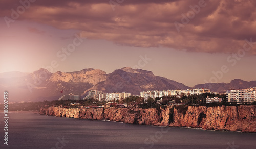 Sea shore and coastal cliffs in Antalya photo