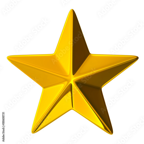3D illustration golden star sign Symbol